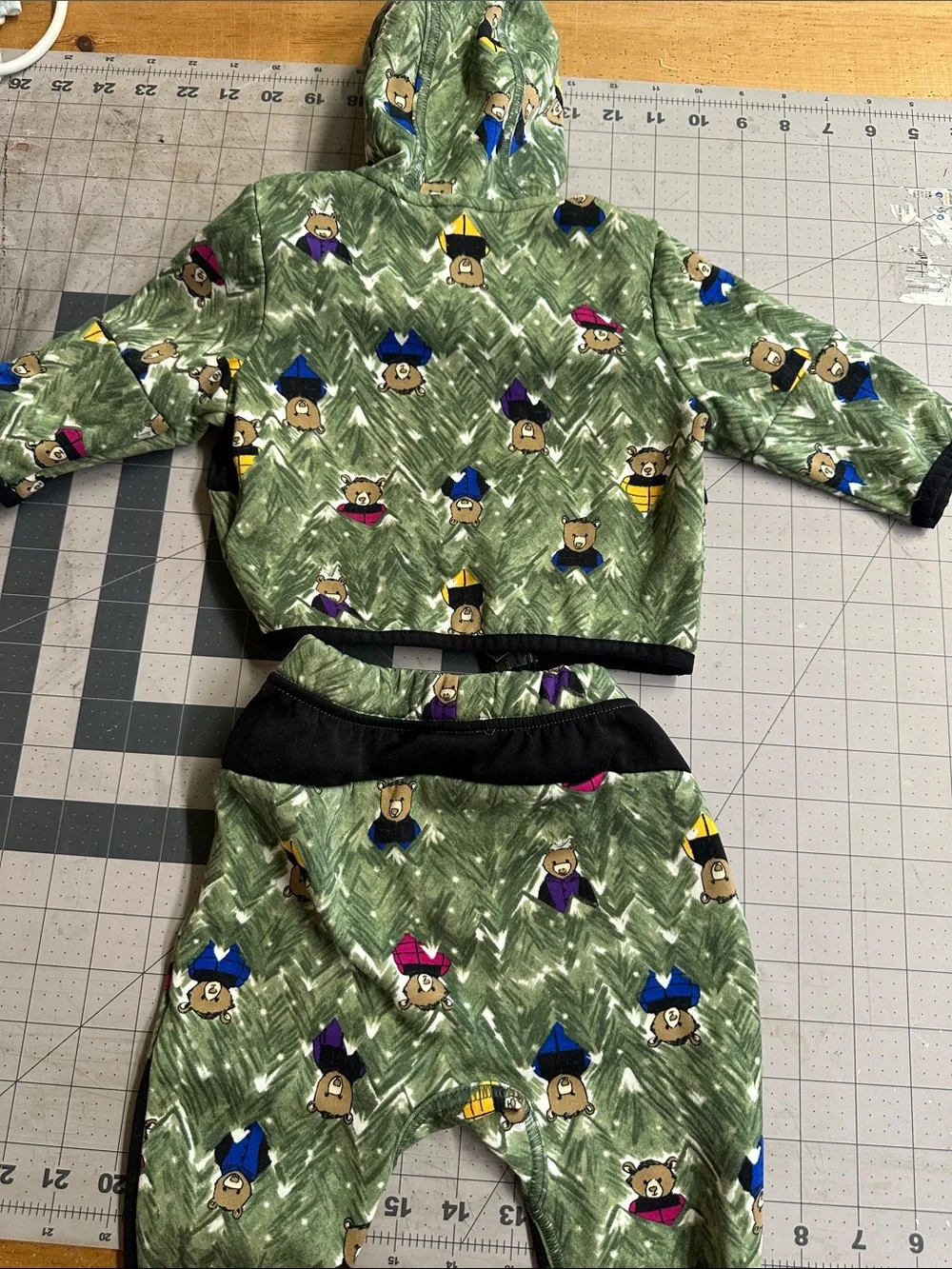 The North Face Green Bear-Print Hooded Footie Set